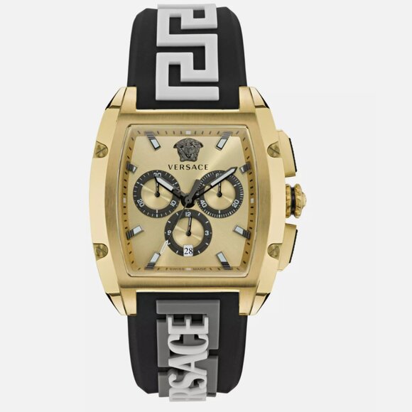 Versace Mens 49mm Gold Watch